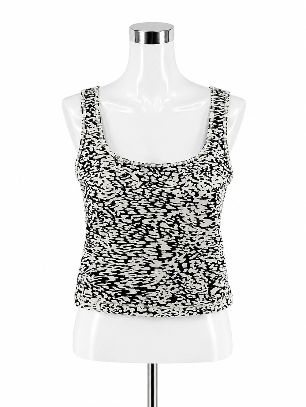 Athleta Conscious Crop Tank Top Large Black White Abstract Print Athletic Yoga